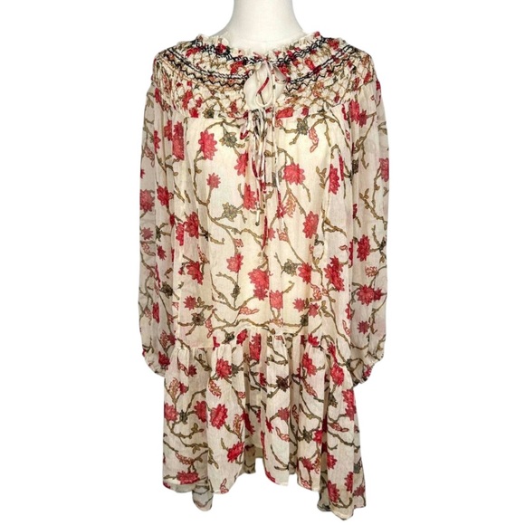 Free People Keeping Up With Kara Floral Ruffled Hem Bohemian Dress Cottagecore L - Picture 2 of 12